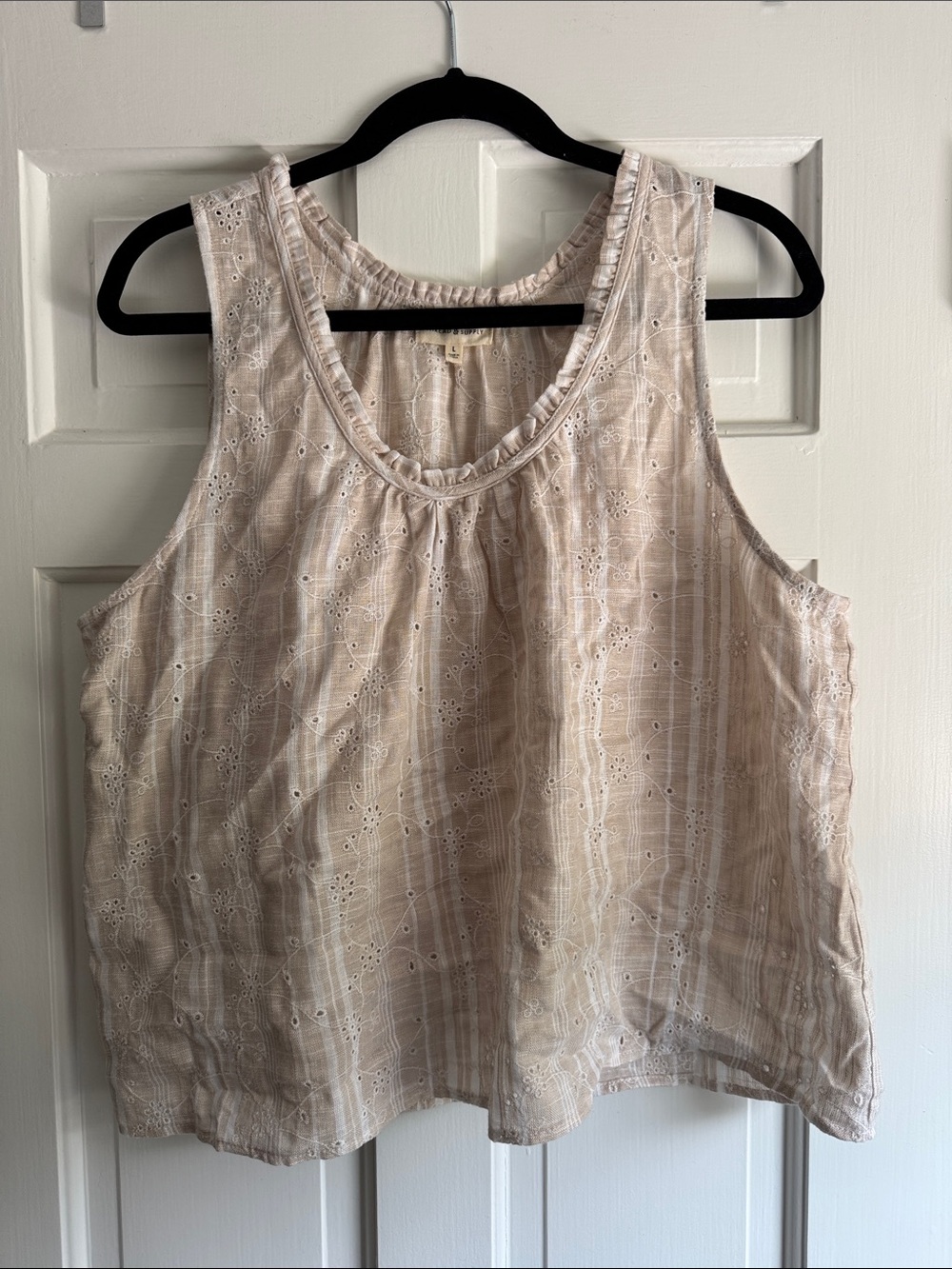 Thread & Supply Cream Eyelet Sleeveless Tank